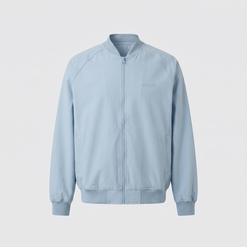 Bomber Zippé Bleu Orage — à plat, vue de face