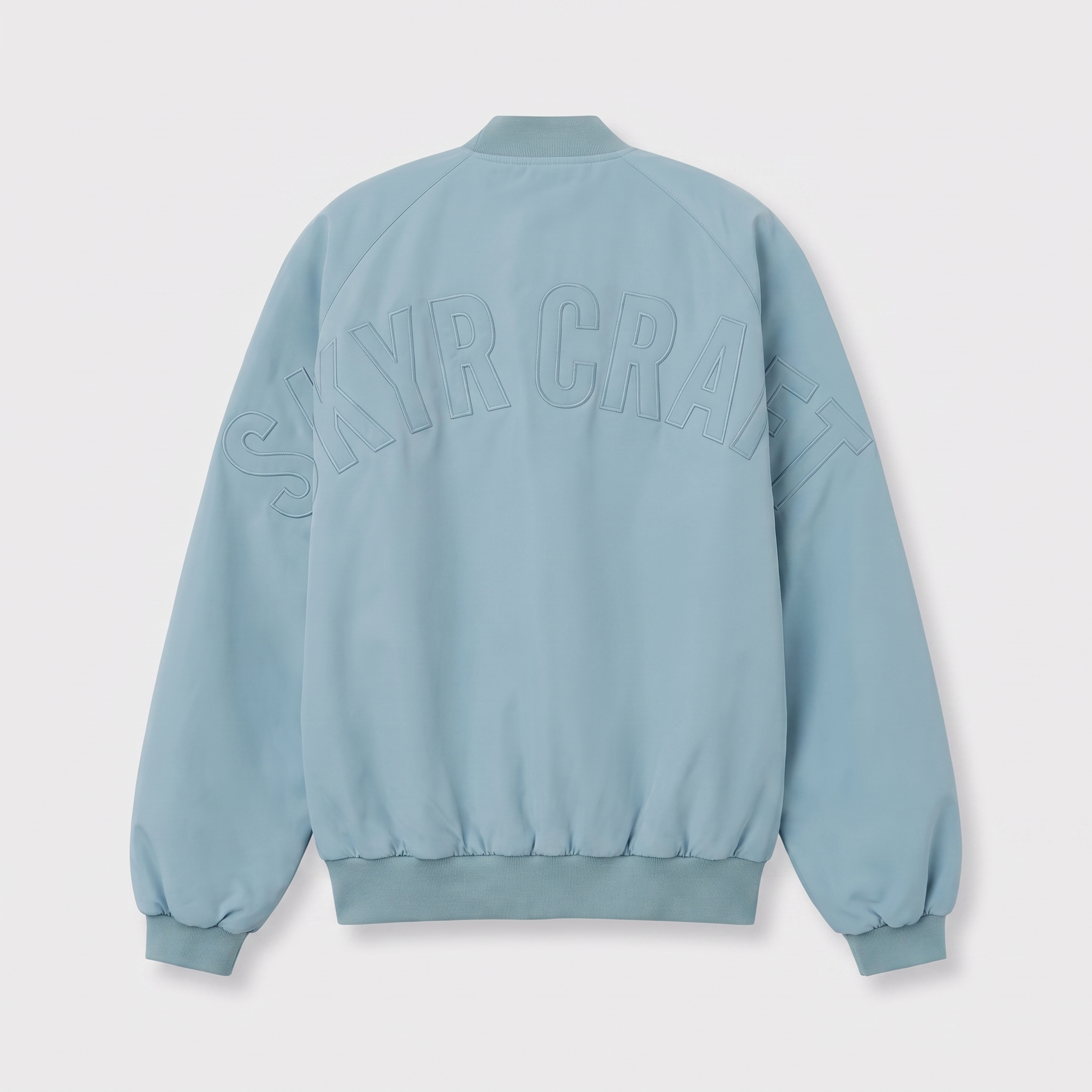 Bomber Zippé Bleu Orage — à plat, vue de dos