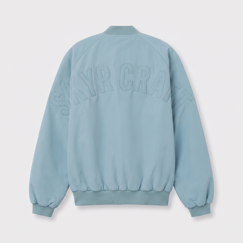 Bomber Zippé Bleu Orage — à plat, vue de dos