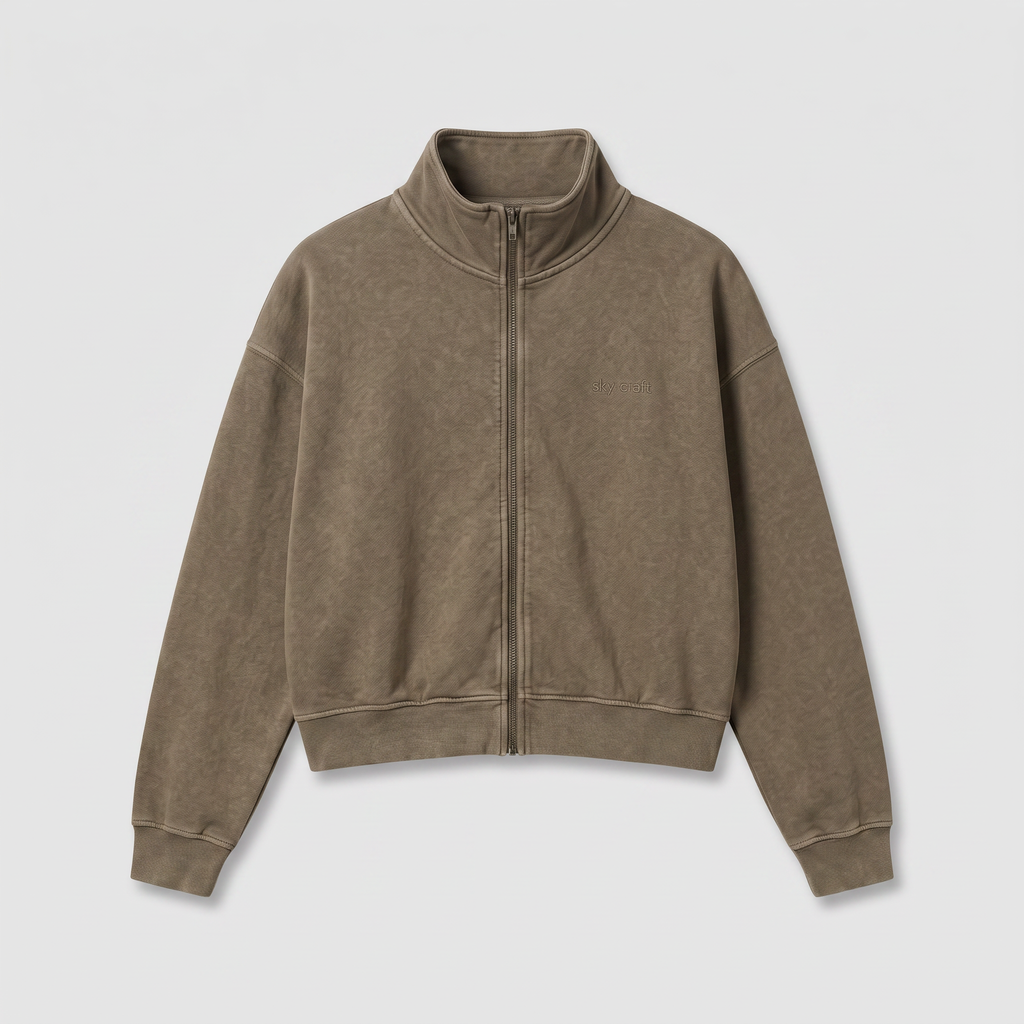 Half Zip Mousse Délavée — à plat, vue de face