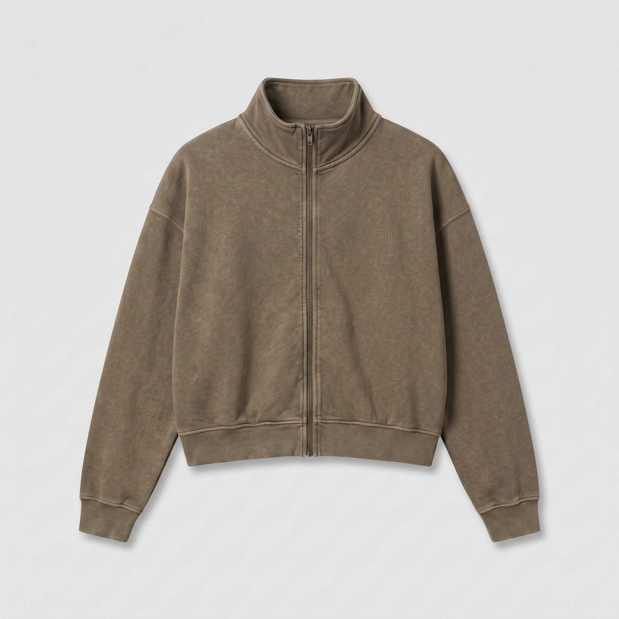 Half Zip Mousse Délavée — à plat, vue de face